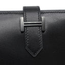 エルメス HERMES ベアンコンパクト モノクローム ブラック ボックスカーフ 二つ折り財布 ブラック金具 黒 ソーブラック