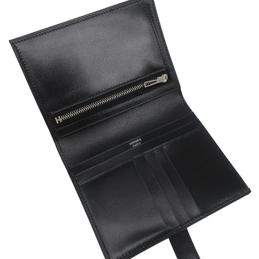 エルメス HERMES ベアンコンパクト モノクローム ブラック ボックスカーフ 二つ折り財布 ブラック金具 黒 ソーブラック