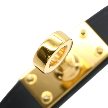 エルメス HERMES ミニ ケリードゥブルトゥール ブラック ヴォースイフト GP T1 ブレスレット ゴールド金具 黒 2重 2連 レザーブレス