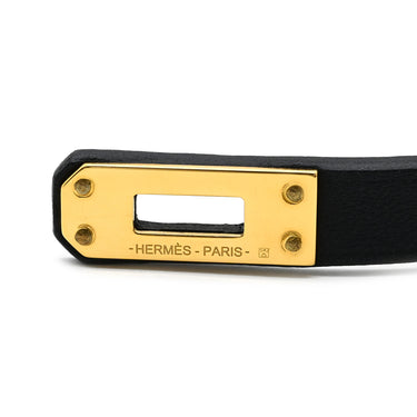 エルメス HERMES ミニ ケリードゥブルトゥール ブラック ヴォースイフト GP T1 ブレスレット ゴールド金具 黒 2重 2連 レザーブレス