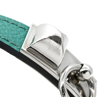 エルメス HERMES リヴァル ドゥブルトゥール ブルーパオン ヴォーエプソン GP 14037 ブレスレット シルバー金具 ブルーグリーン 二重 二連 スタッズ