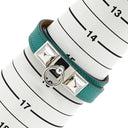 エルメス HERMES リヴァル ドゥブルトゥール ブルーパオン ヴォーエプソン GP 14037 ブレスレット シルバー金具 ブルーグリーン 二重 二連 スタッズ