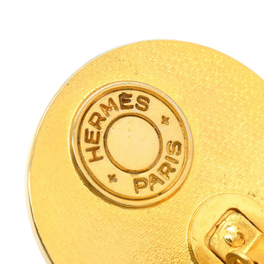 エルメス HERMES ヴィンテージ レザーイヤリング グリーンXゴールド GP レザー イヤリング サークル ラウンド 丸型 セリエ