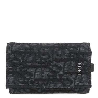 クリスチャン・ディオール Christian Dior ディオール オブリーク ジャカード 2ESKH281YSE_H03E ブラック コットンキャンバス カーフ キーケース ガンメタル金具 6連 6本