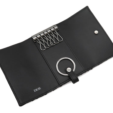 クリスチャン・ディオール Christian Dior ディオール オブリーク ジャカード 2ESKH281YSE_H03E ブラック コットンキャンバス カーフ キーケース ガンメタル金具 6連 6本