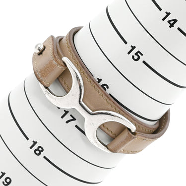 エルメス HERMES パバン ベージュ ヴォースイフト メタル 14037 ブレスレット シルバー金具 グレージュ 2重 2連 レザーブレス
