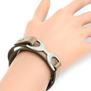 エルメス HERMES パバン ベージュ ヴォースイフト メタル 14037 ブレスレット シルバー金具 グレージュ 2重 2連 レザーブレス