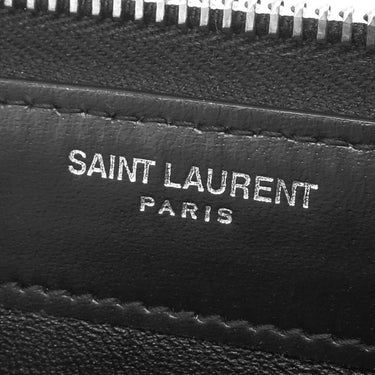 サンローラン SAINT LAURENT タイニーカサンドラ ラウンドファスナー ブラック レザー 長財布 シルバー金具 黒 ラウンドジップ