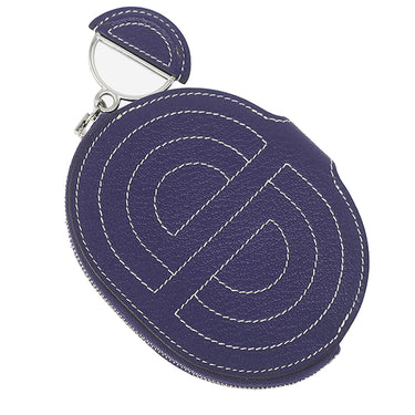 エルメス HERMES インザループ コインケース ネイビー系 シェーブル コインケース シルバー金具 紺 小銭入れ
