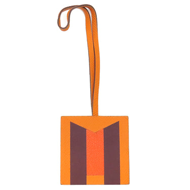 エルメス HERMES レトル オ カレ オレンジ×ブラウン ヴォーエプソン シェーブル バッグチャーム 茶 チャーム キーホルダー