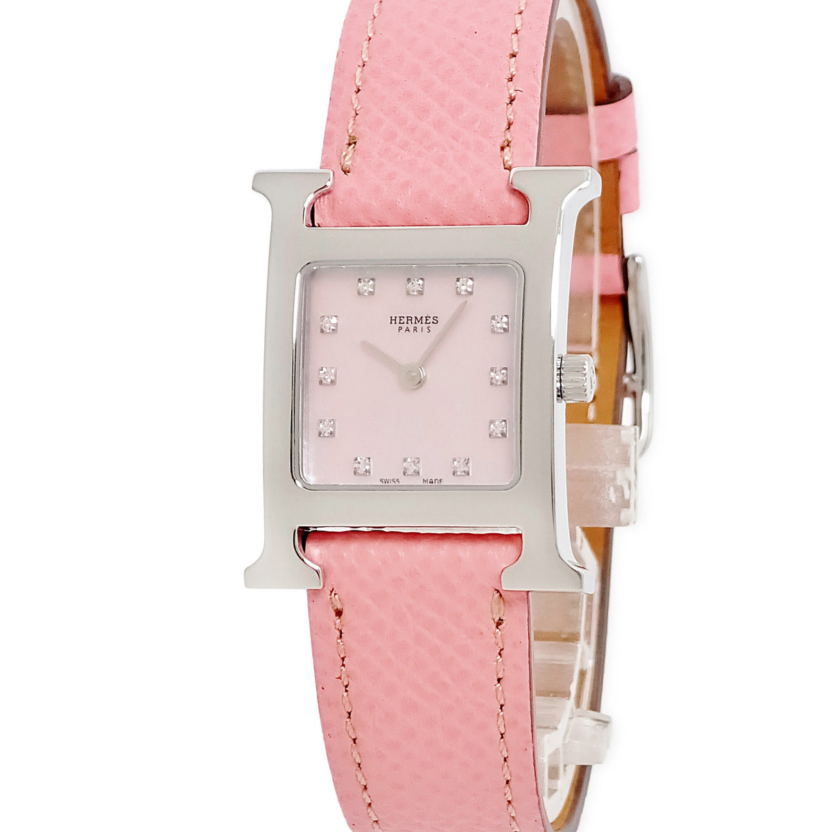 あいです　HERMES Hウォッチ HH1.201 サーモンピンク エルメス HERMES Hウォッチ PM HH1.210.285/NRP クオーツ レディース