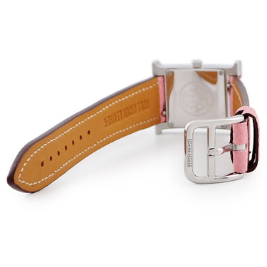 腕時計 エルメス HERMES Hウォッチ PM HH1.210.285/NRP クオーツ レディース 純正ダイヤ ピンク シェル H型 スクエア