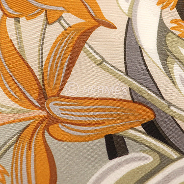 エルメス HERMES カレ90 ホワイト×オレンジ×マルチカラー シルク スカーフ 【FLAMINGO PARTY TATTOO/フラミンゴパーティー 】