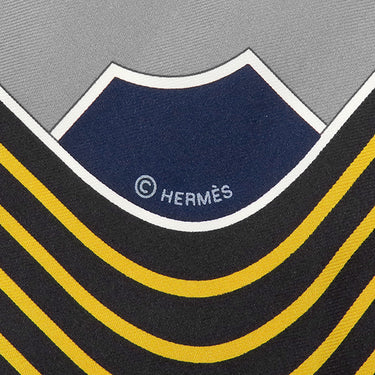 エルメス HERMES カレ90 ブラック×イエロー×グレー シルク スカーフ 【HERMES SPORTS/エルメススポーツ】