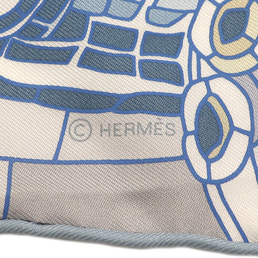 エルメス HERMES カレ90 ブルー×マルチカラー シルク スカーフ 【LE VOYAGE DE PYTHEAS/ピュテアスの航海 】