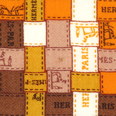 エルメス HERMES カレ90 オレンジ×マルチカラー カシミヤ シルク スカーフ 【BOLDUC AU CARRE/ボルデュック チェック】