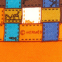 エルメス HERMES カレ90 オレンジ×マルチカラー カシミヤ シルク スカーフ 【BOLDUC AU CARRE/ボルデュック チェック】