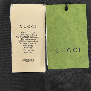 グッチ GUCCI GGジャカード シルクウール ショール 663671 3GC43 1000 ブラック シルク ウール ストール シルク 60% ウール 40% GG柄