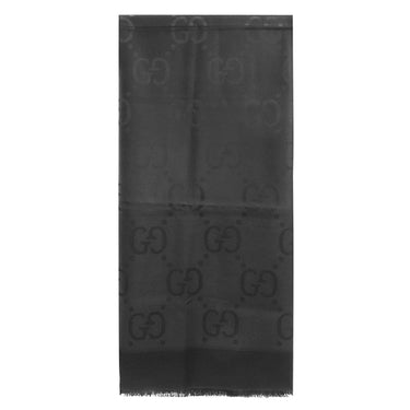 グッチ GUCCI GGジャカード シルクウール ショール 663671 3GC43 1000 ブラック シルク ウール ストール シルク 60% ウール 40% GG柄