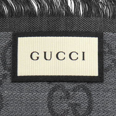 グッチ GUCCI GGライン シルクウール ショール 281942 グレー シルク ウール ストール シルク 20% ウール 80% GG柄