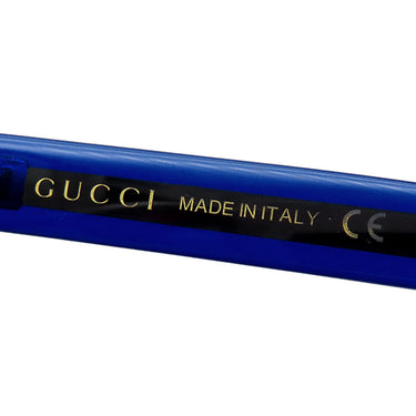グッチ GUCCI ウェリントン 54□18 GG0056S ブラウン×ブルー×レッド プラスチック サングラス シルバー金具 ウェブストライプ マーブル ブロータイプ