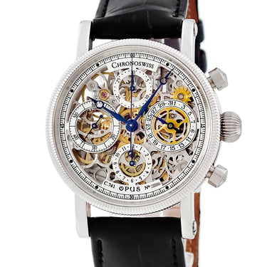 腕時計 クロノスイス CHRONOSWISS オーパス スケルトン クロノグラフ CH7523S 自動巻き メンズ OPUS 青針 デイト スモールセコンド