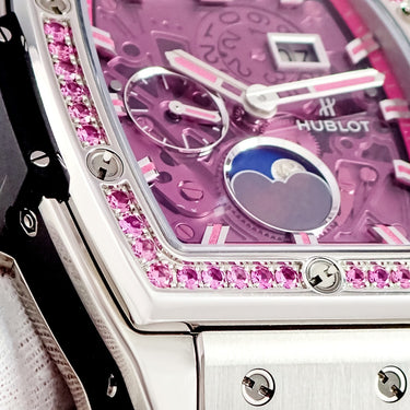 腕時計 ウブロ HUBLOT スピリット オブ ビッグバン ムーンフェイズ チタニウム 647.NX.7371.LR.1233 自動巻き メンズ OH済 ピンク