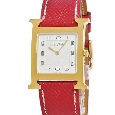 腕時計 エルメス HERMES Hウォッチ MM HH1.510 クオーツ メンズ レディース H型 白 ホワイト アラビア ギョウシェ