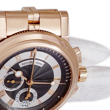 腕時計 ブレゲ BREGUET マリーン II クロノグラフ 5827BR/Z2/RZ0 自動巻き メンズ K18RG無垢 グレー デイト スモールセコンド