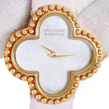 腕時計 ヴァンクリーフアーペル Van Cleef & Arpels アルハンブラ スモールモデル VCARD22000 クオーツ レディース K18YG無垢 ホワイト シェル