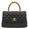 シャネル CHANEL ココハンドル 24 ブラック ラムスキン 2WAYバッグ マットゴールド金具 トップハンドル ココマーク