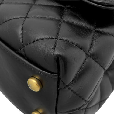 シャネル CHANEL ココハンドル 24 ブラック ラムスキン 2WAYバッグ マットゴールド金具 トップハンドル ココマーク