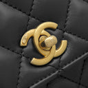 シャネル CHANEL ココハンドル 24 ブラック ラムスキン 2WAYバッグ マットゴールド金具 トップハンドル ココマーク