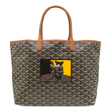 ゴヤール GOYARD サンルイPM ブラック×ブラウン PVCコーティングキャンバス ゴヤールディンキャンバス シュヴロッシュカーフスキン トートバッグ シルバー金具 新品 未使用 ユロ マーカージュ DOG 犬