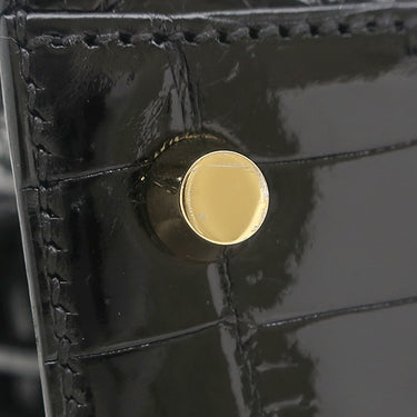 エルメス HERMES ケリー 25 外縫い ブラック ニロティカス 2WAYバッグ ゴールド金具 クロコ ショルダー シャイン