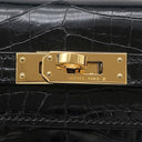エルメス HERMES ケリー 25 外縫い ブラック ニロティカス 2WAYバッグ ゴールド金具 クロコ ショルダー シャイン