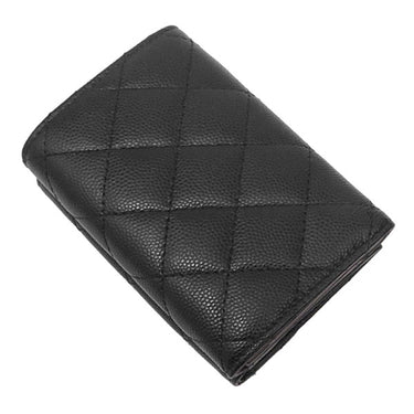 シャネル CHANEL マトラッセ コンパクトウォレット AP0230 ブラック キャビアスキン 三つ折り財布 ゴールド金具 ココマーク ミニ財布