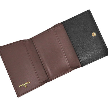 シャネル CHANEL マトラッセ コンパクトウォレット AP0230 ブラック キャビアスキン 三つ折り財布 ゴールド金具 ココマーク ミニ財布