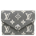 ルイヴィトン LOUIS VUITTON ポルトフォイユ ヴィクトリーヌ M81859 ブラック モノグラムデニム モノグラムジャガードデニム 三つ折り財布 シルバー金具 黒 グレー 白