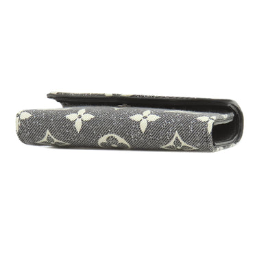 ルイヴィトン LOUIS VUITTON ポルトフォイユ ヴィクトリーヌ M81859 ブラック モノグラムデニム モノグラムジャガードデニム 三つ折り財布 シルバー金具 黒 グレー 白