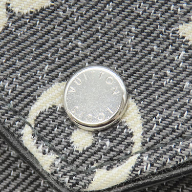 ルイヴィトン LOUIS VUITTON ポルトフォイユ ヴィクトリーヌ M81859 ブラック モノグラムデニム モノグラムジャガードデニム 三つ折り財布 シルバー金具 黒 グレー 白