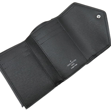 ルイヴィトン LOUIS VUITTON ポルトフォイユ ヴィクトリーヌ M81859 ブラック モノグラムデニム モノグラムジャガードデニム 三つ折り財布 シルバー金具 黒 グレー 白