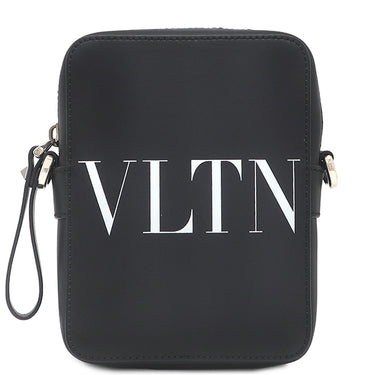 ヴァレンティノ VALENTINO VLTN ロゴ 1Y2B0943WJW ブラック レザー ショルダーバッグ シルバー金具 黒 白 ミニバッグ クロスボディ 斜め掛け
