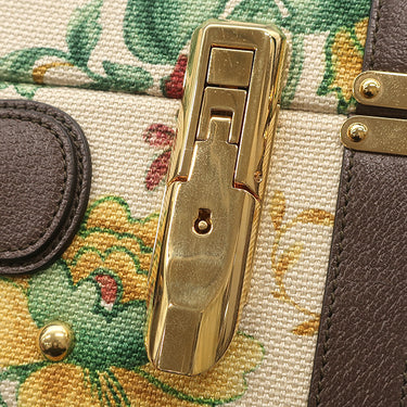 グッチ GUCCI ミディアム リジッド スーツケース 722179 ベージュ×ブラウン キャンバス レザー トランク ゴールド金具 フローラ フラワー 花柄 ダブルG
