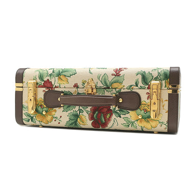 グッチ GUCCI ミディアム リジッド スーツケース 722179 ベージュ×ブラウン キャンバス レザー トランク ゴールド金具 フローラ フラワー 花柄 ダブルG