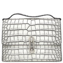 バレンシアガ BALENCIAGA ミニトラペーズ マイヨン ホワイト×ブラック レザー ショルダーバッグ シルバー金具 ショルダー クロコ型押し