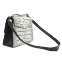 バレンシアガ BALENCIAGA ミニトラペーズ マイヨン ホワイト×ブラック レザー ショルダーバッグ シルバー金具 ショルダー クロコ型押し