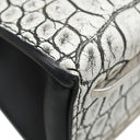 バレンシアガ BALENCIAGA ミニトラペーズ マイヨン ホワイト×ブラック レザー ショルダーバッグ シルバー金具 ショルダー クロコ型押し