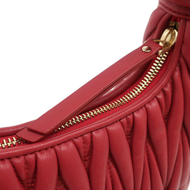 ミュウミュウ MIU MIU ワンダー マテラッセレザー ホーボーバッグ 5BC125 レッド レザー 2WAYバッグ ゴールド金具 ハンドバッグ ショルダー