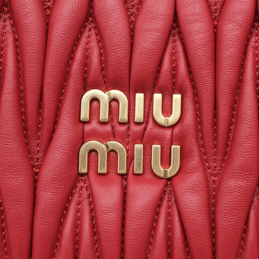 ミュウミュウ MIU MIU ワンダー マテラッセレザー ホーボーバッグ 5BC125 レッド レザー 2WAYバッグ ゴールド金具 ハンドバッグ ショルダー